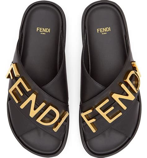 fendi leather slippers|Fendi slides women sale.